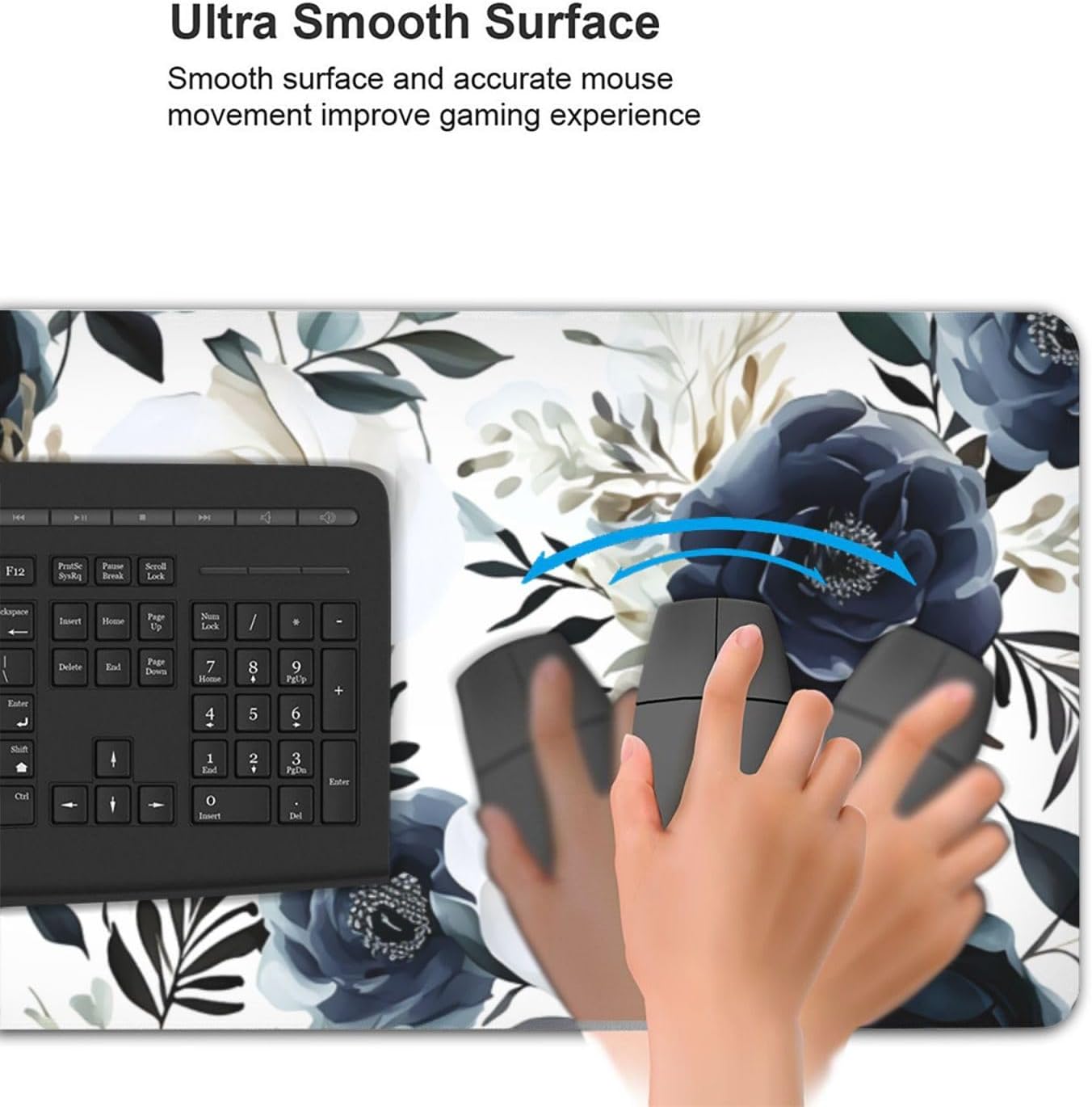 35.4 x 15.7 in, XXL Large Mouse Pad for Desk, Extended Keyboard Mouse Mat for Computer Office, Big Laptop Mouse pad, Gaming Pc-Boho Navy Blue Peony Florals