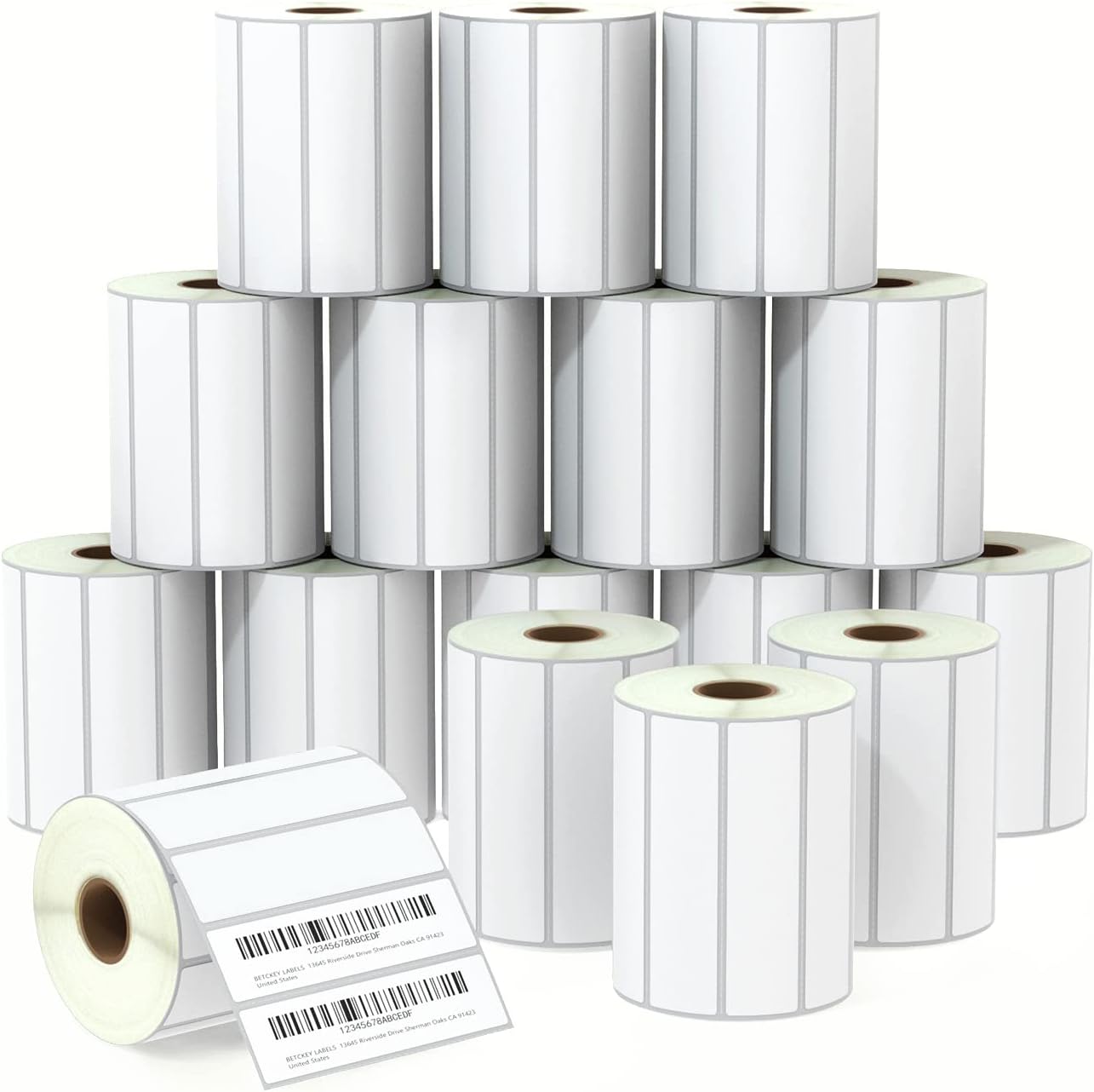 BETCKEY - 4" x 1" (102 mm x 25 mm) Multipurpose Labels Compatible with Zebra & Rollo Label Printer,Premium Adhesive & Perforated [16 Rolls, 22000 Labels]