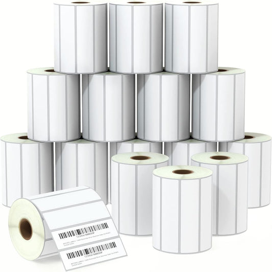 BETCKEY - 4" x 1" (102 mm x 25 mm) Multipurpose Labels Compatible with Zebra & Rollo Label Printer,Premium Adhesive & Perforated [16 Rolls, 22000 Labels]
