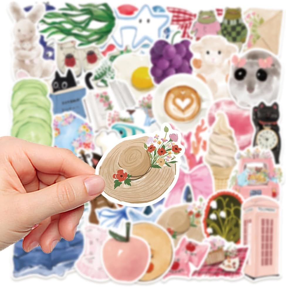 150PCS Aesthetics Stickers,Summer Watercolor Decals,Vinyl Waterproof Stickers for Laptop Water Bottle Journal