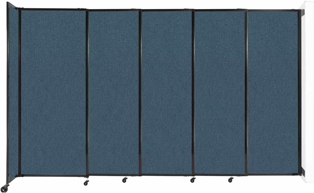 Wall-Mounted Sliding StraightWall Room Divider | Adjustable Widths | Locking Wheels | Room Separator | Up to 11'3" Wide x 6'10" Tall Caribbean Fabric Panels