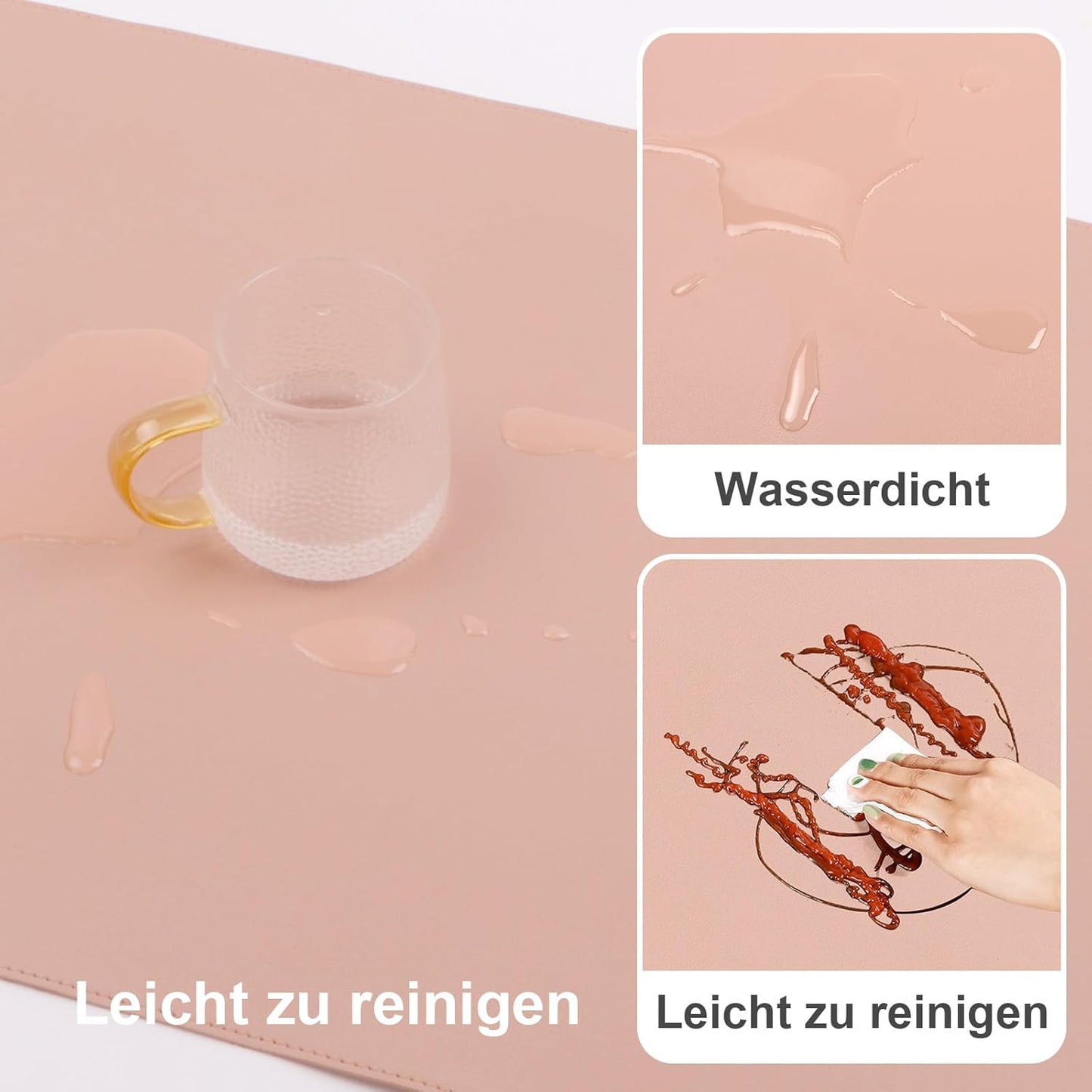 DAWNTREES Desk Mat Protector,PU Leather Desk Pad,Non Slip, Large Mouse Pad and Keyboard Mat, Waterproof Writing Pad for Office and Home (Pink,35.5''x16.9'')