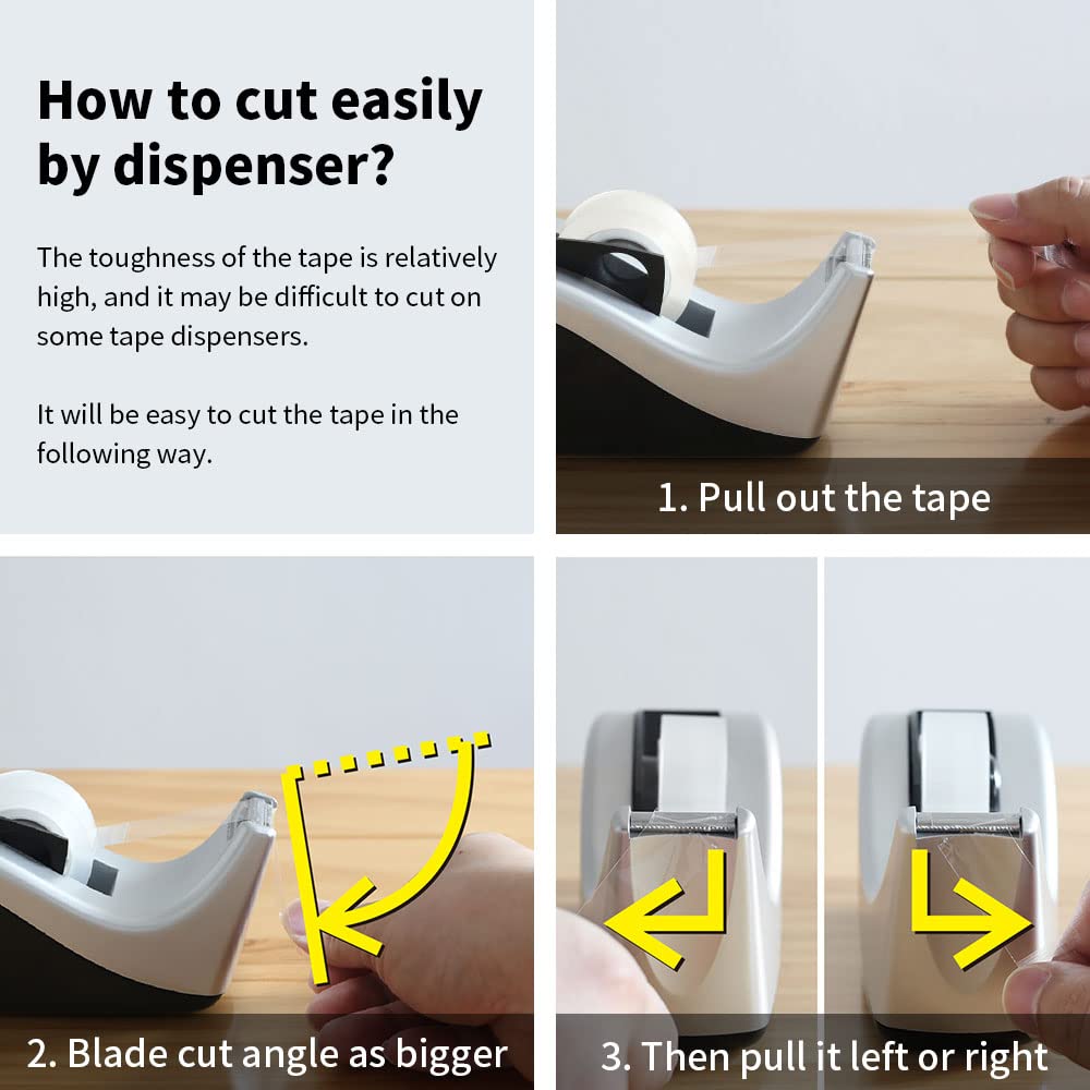 12 Rolls Transparent Tape Refills for Dispenser, Clear Tape, 3/4 x 1000 Inches, Easy Tear, Glossy Gift Wrap Tapes, Home Office Supplies and Back to School Supplies for College and Classrooms