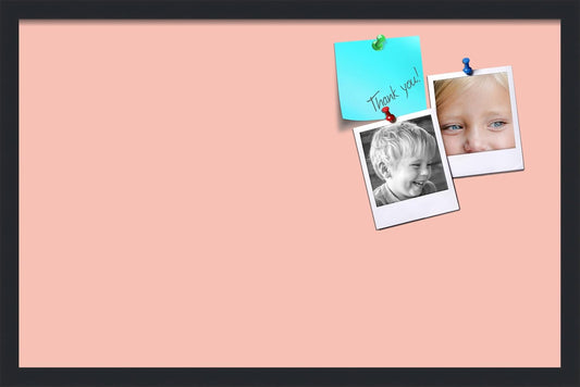 PinPix 28x18 Inch Cork Bulletin Board. This Decorative Framed Pin Board Comes with Pink Pastel Design and a Satin Black Frame. Ideal for Home Office Decor or Message Board (PinPix-1813)