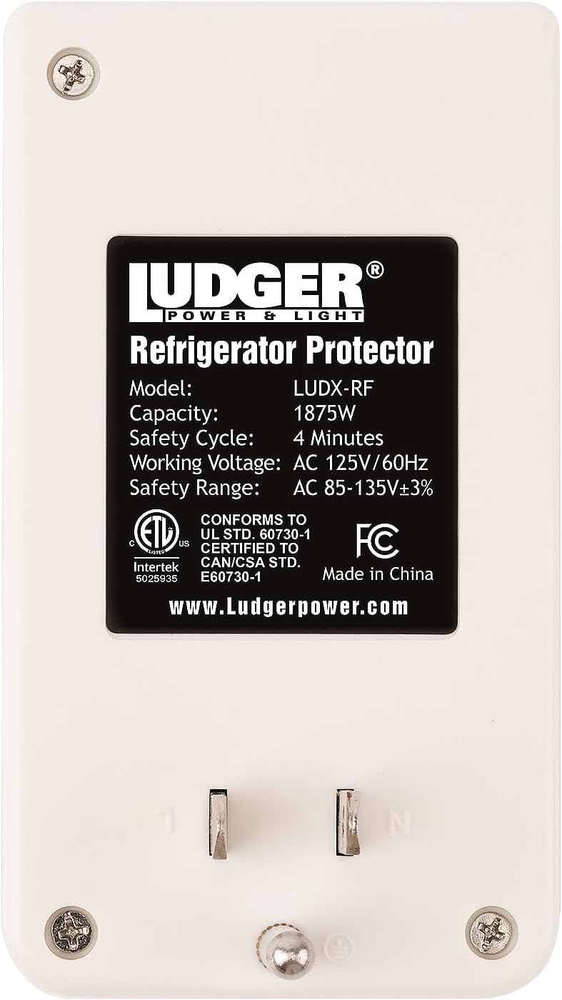 Ludger Power Surge Protector for Refrigerator (LUDX-RF), ETL Certified, Connects to Most Domestic Refrigerators, 4-Minute Safety Cycle, 3 Modes LED Indicator, Fire-Resistant Shell