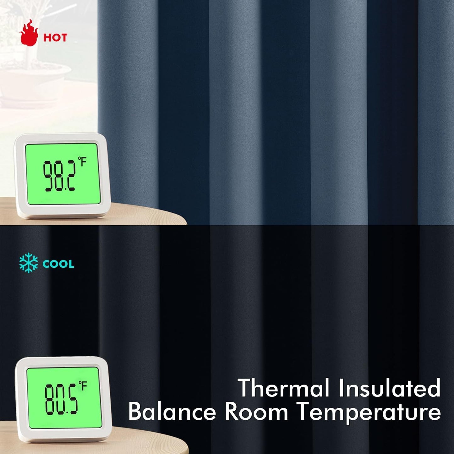 MIULEE Stone Blue Blackout Curtains - Thermal Insulated Bedroom Curtains Room Darkening Drapes for Living Room Kitchen Grommet Top Light Blocking Window Treatment, 40 x 45 Inches Long, 2 Panels