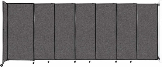 Wall-Mounted Sliding StraightWall Room Divider | Adjustable Widths | Locking Wheels | Room Separator | Up to 15'6" Wide x 6' Tall Charcoal Gray Fabric Panels
