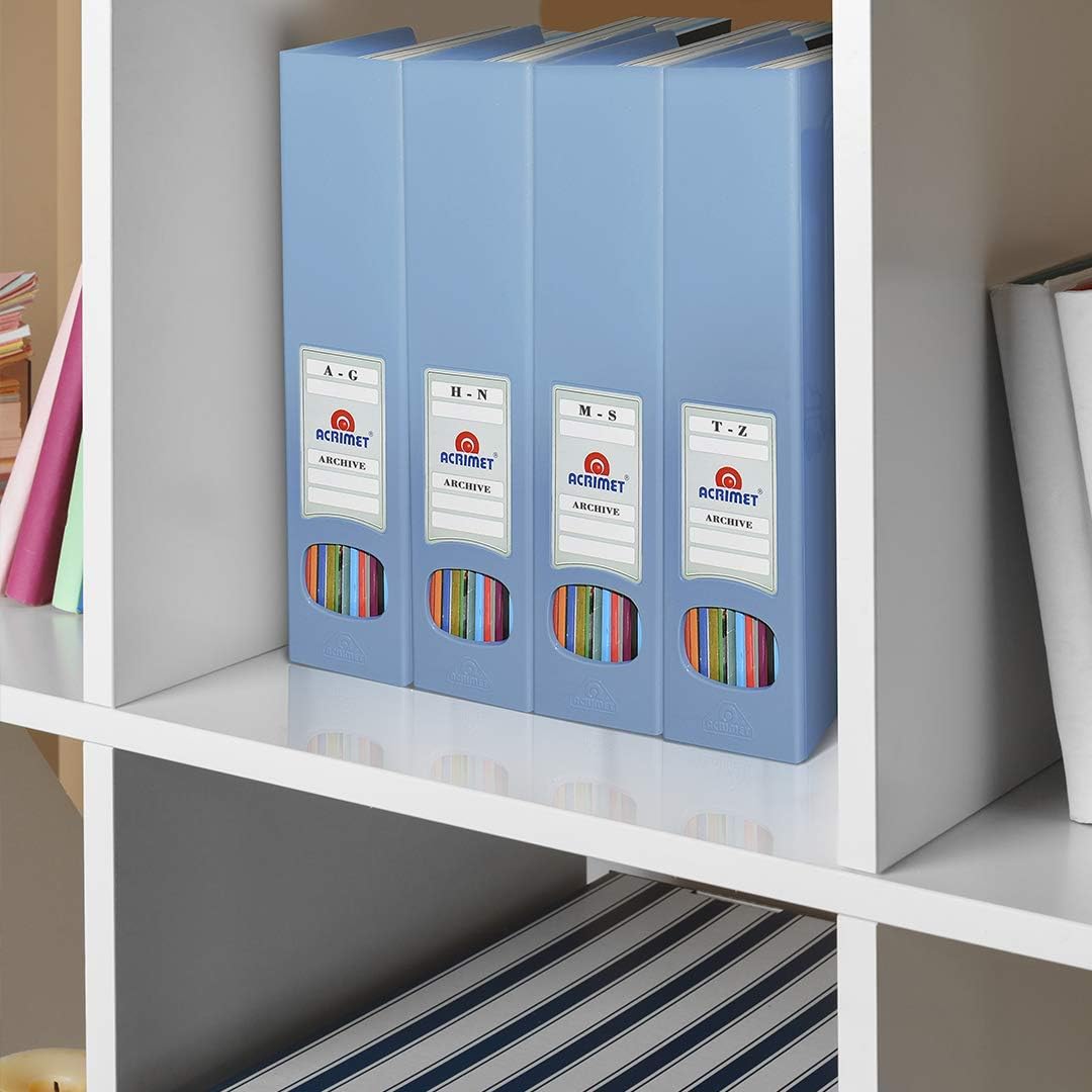 Acrimet Magazine File Holder, Durable Rack, Space-Saving Organizer (Plastic) (Solid Blue Color) (2 pack)