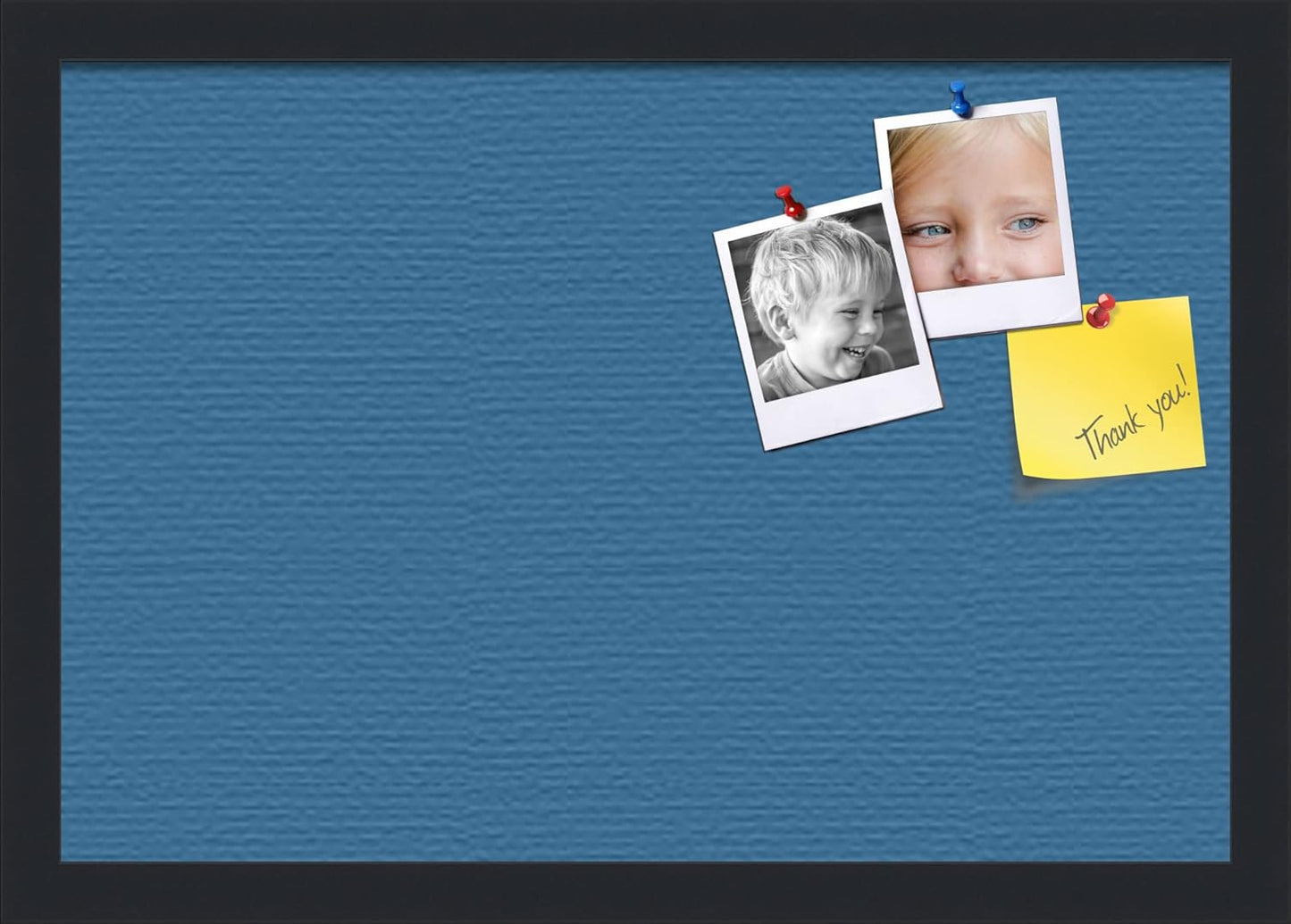 PinPix 19x13 Inch Cork Bulletin Board. This Decorative Framed Pin Board Comes with Navy Pastel Design and a Satin Black Frame. Ideal for Home Office Decor or Message Board (PinPix-1811)