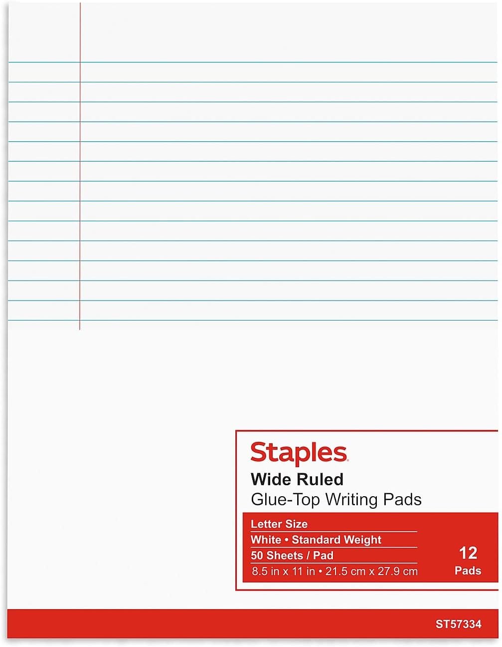 Staples 154120 Notepads 8.5-Inch X 11-Inch Wide White 50 Sh./Pad 12 Pads/Pk