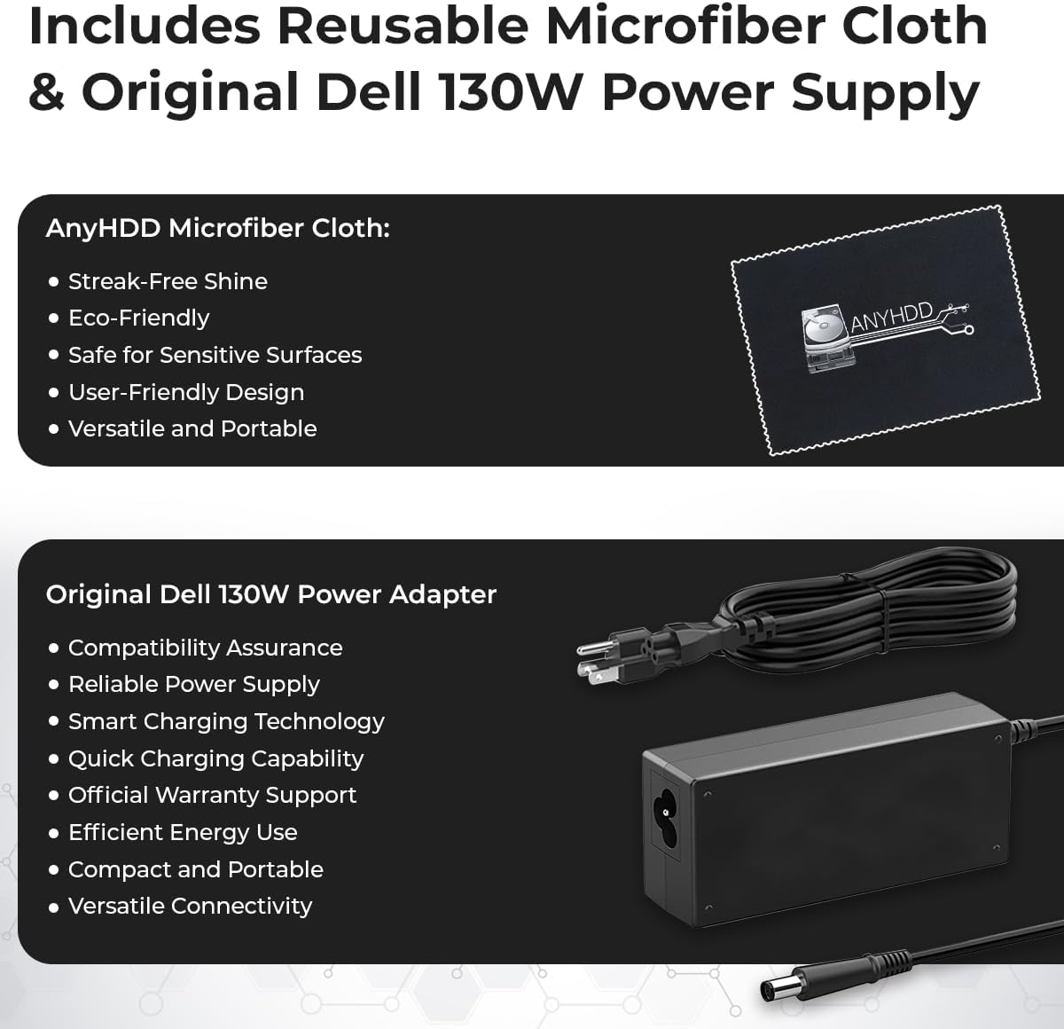 Dell D6000S Universal Dock Bundle with 130W Power Adapter – USB-C, Dual DisplayPort with 4K HDMI Cable + 4K DisplayPort Cable + USB-C Cable + Microfiber Cloth - Supports 4K Display (Renewed)