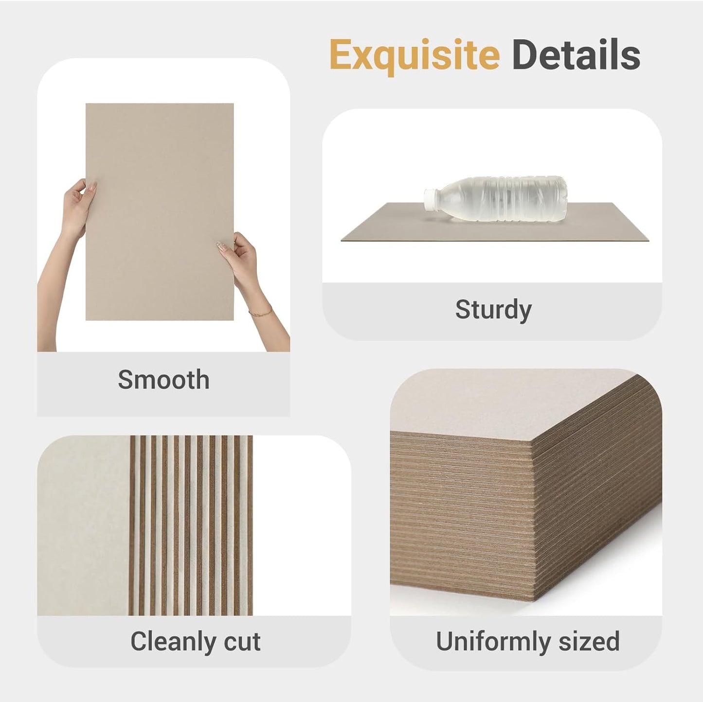 25 Pcs Book Board, Binder Board, Cover Board, Heavy Duty Chipboard for Book Binding, DIY Cardboard (Gray, 5 x 7 Inch 100PT)