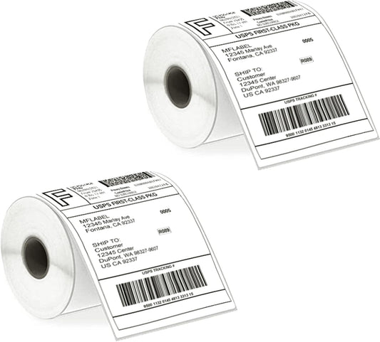 MFLABEL 4x6 Direct Labels, Perforated, Commercial Grade, for Thermal Printer, 250 Labels/1 Roll, 2 Rolls