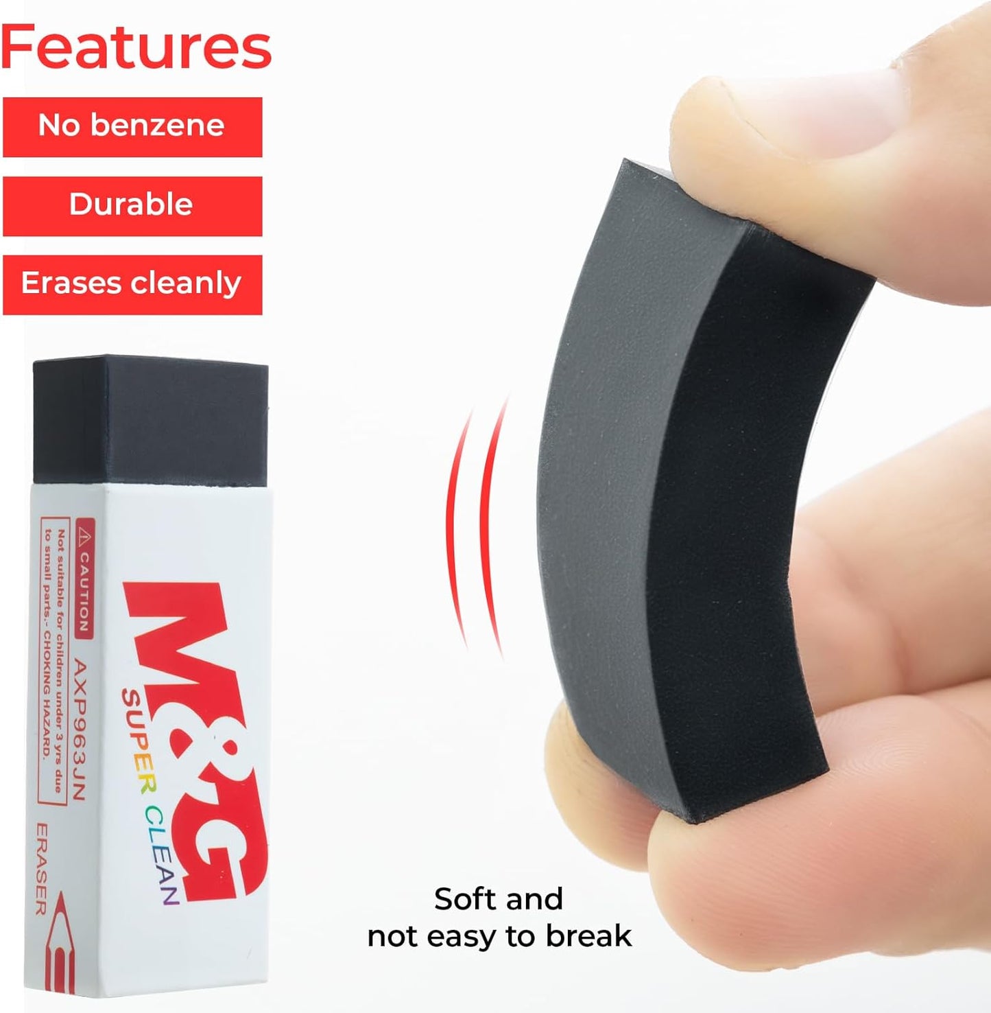 M&G Pencil Eraser for Kids, 20 Pack, Black Erasers Bulk, Erasers for Artists, Drawing Erasers for Sketching, Large Eraser, Pencil Erasers, Art Erasers for Drawing, School Erasers Office Supplies