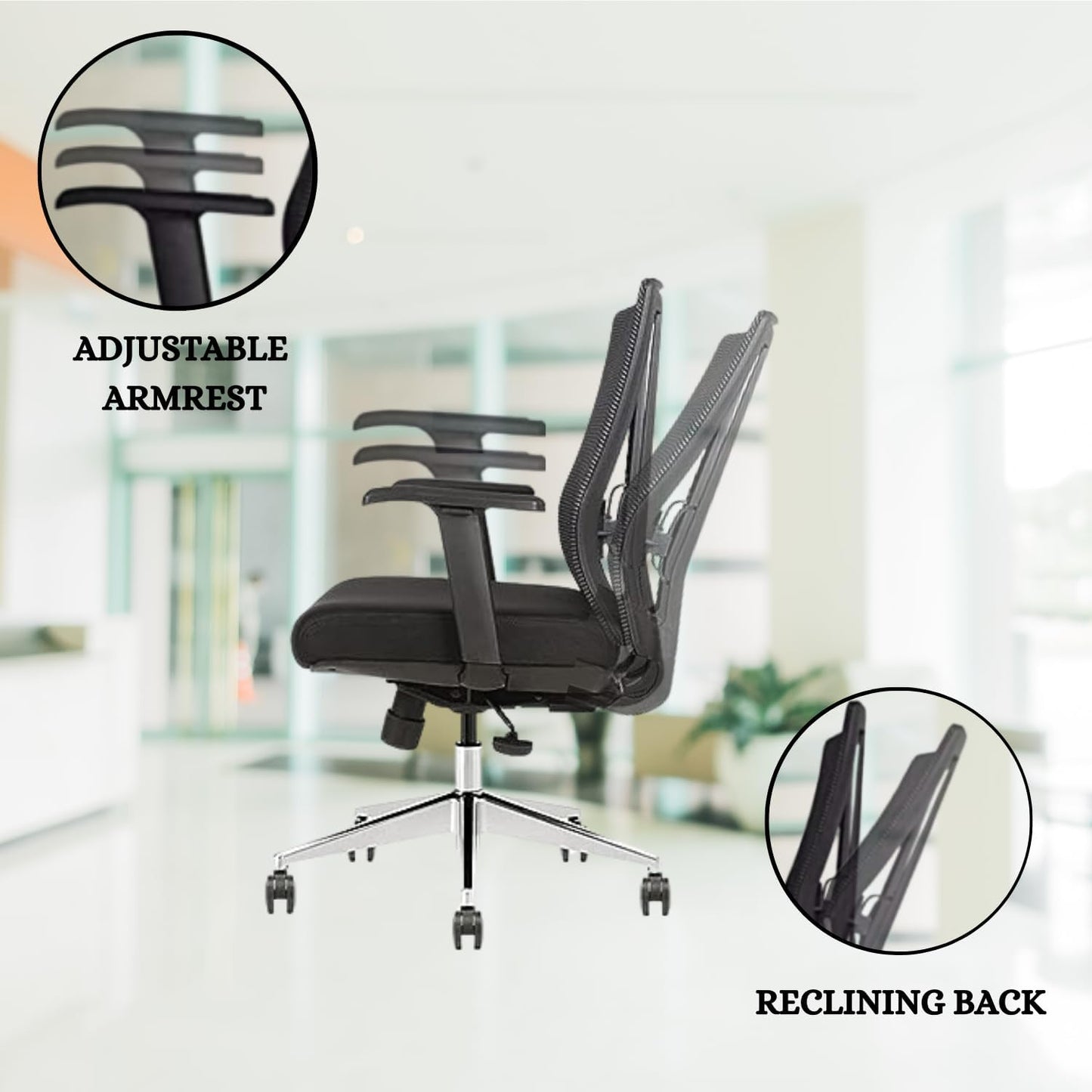 Ergonomic Conference Room Chair Mesh Back with Seat Slide - Adjustable Lumbar Support Computer Desk Chair with Height Adjustable Arms - 5-Star Polished Aluminum Base (Pack of 4)