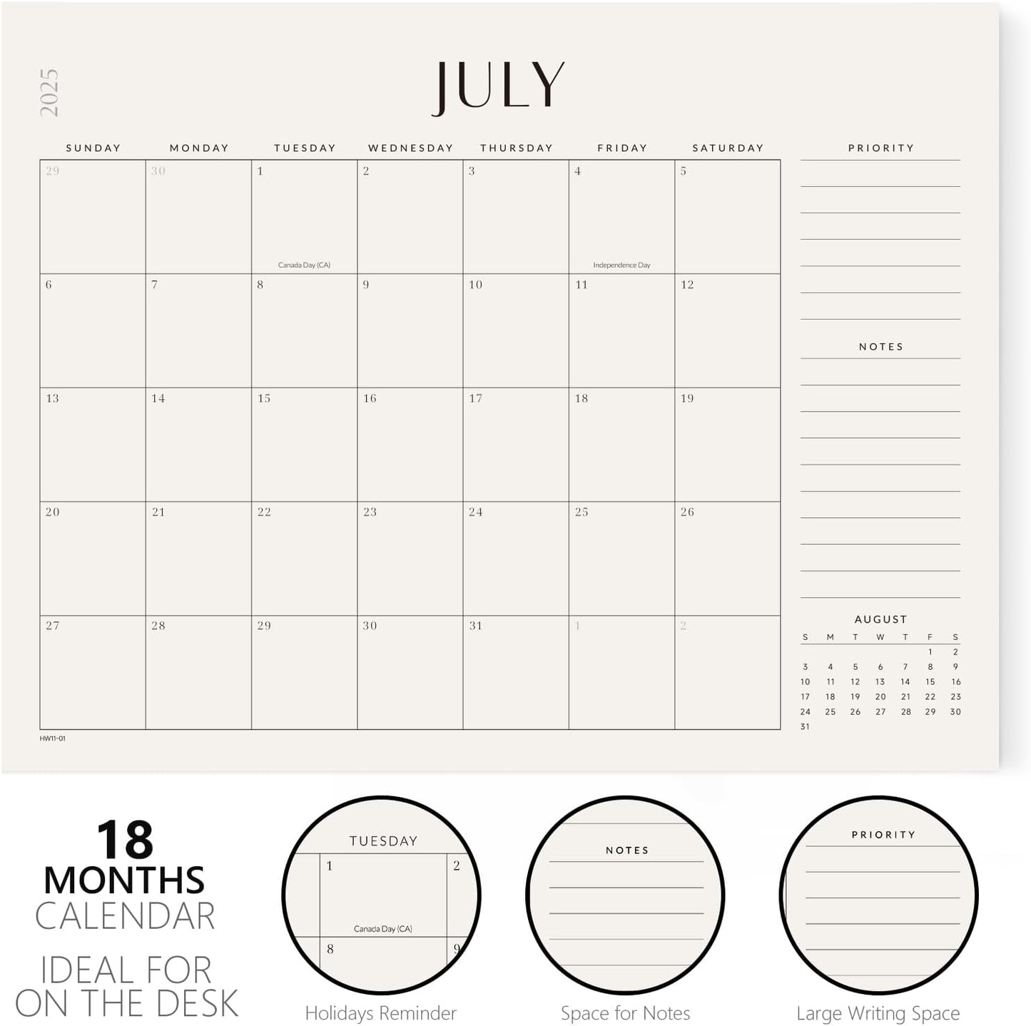 Jotsome Desk Calendar 2025-2026, Academic Desk Pad Calendar From July 2025 to December 2026 22x17 inch, Desk Blotter Calendar for Home and Office, Easy Planning (Jul 2025 - Dec 2026, Extra Large)