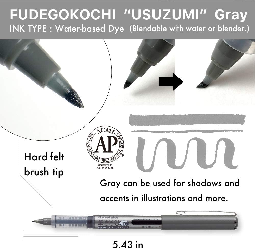 Kuretake Zig Inktober pen set, for Illustration, Manga Drawing, Lettering and Calligraphy, Professional Artist, Made in Japan (FUDEGOKOCHI(3pcs.))