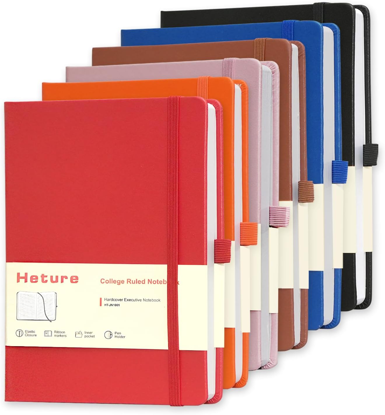 Hardcover Notebooks, 6 Packs A5 Lined Journals Notebook for Writing 160 Pages, 8.2 x 5.5 inch, Classic Ruled Notebooks for College/Work/Travel (Assorted Color-6 Pack)