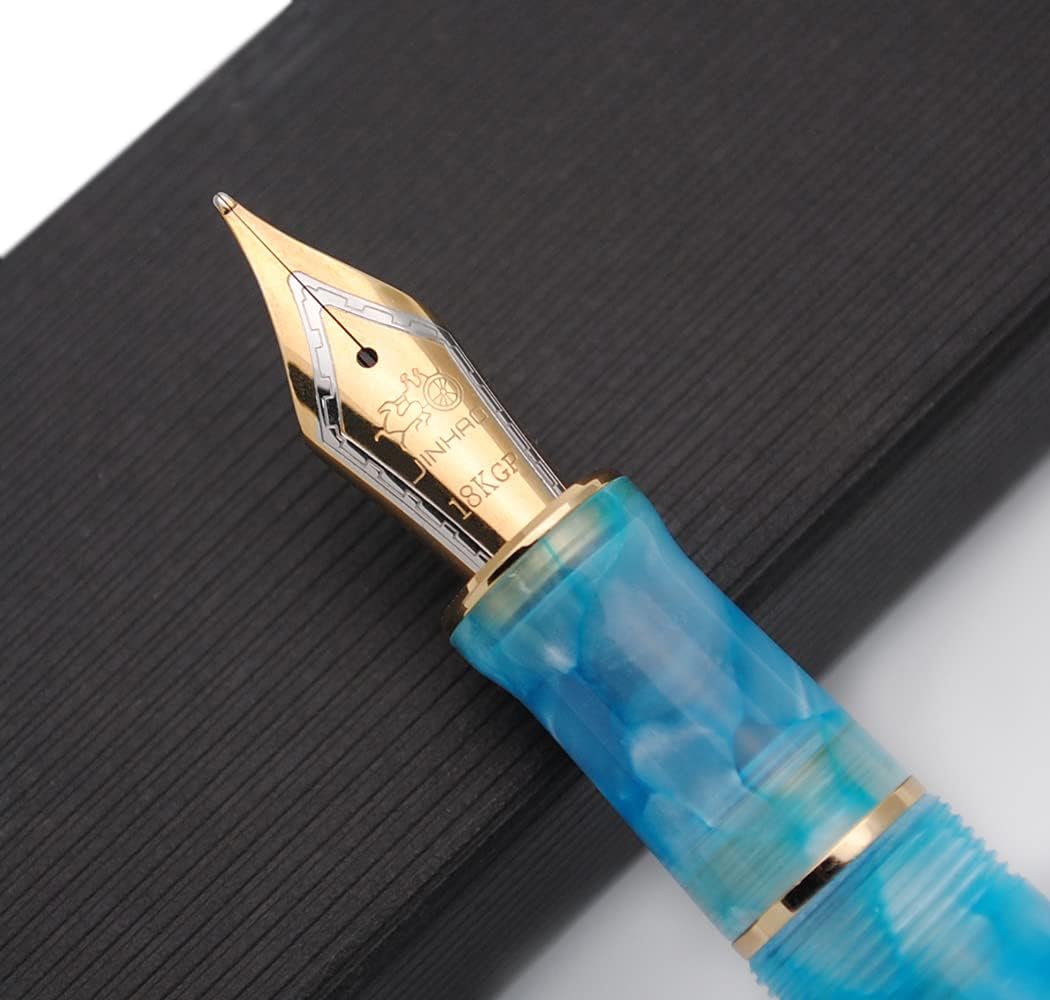 JINHAO 100 Fountain Pen with Ink Converter (Medium Nib 0.7mm, Sky Blue-C)