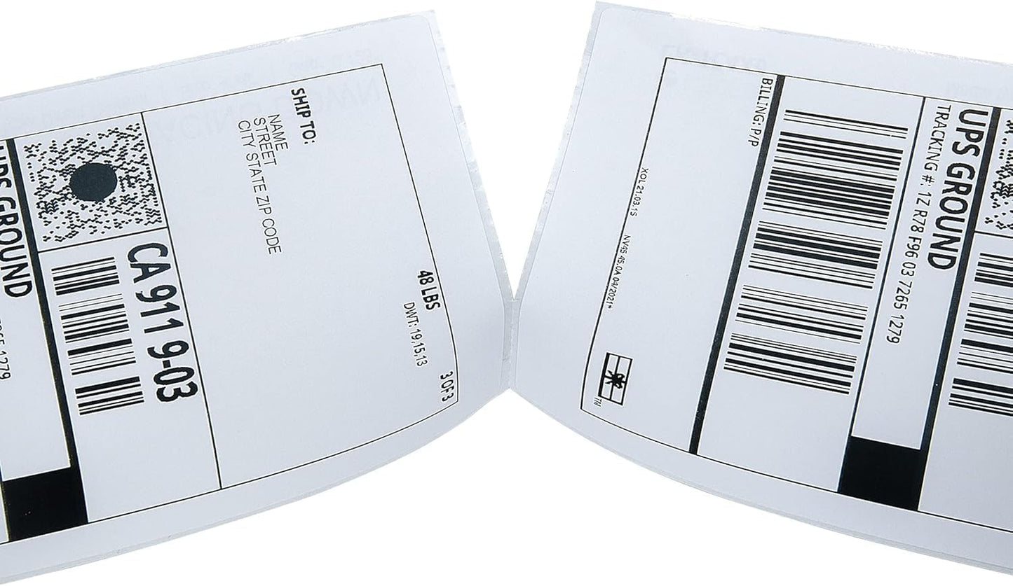 L LIKED 4000 Fanfold 4" x 6" Direct Thermal Labels, with Perforated line for Thermal Printers - Compatible with Zebra & Rollo Printer