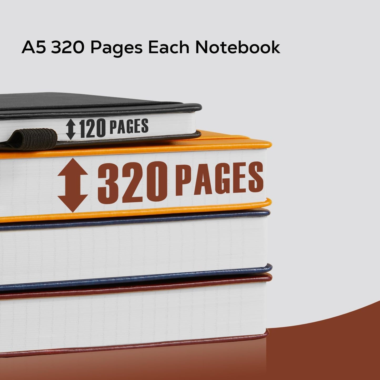 Notebook Journals for Writing Women/Men, 320 Pages Thick Daily Journal Notebooks with 100Gsm Lined Paper, Hardcover Notebook College Ruled for Work School, Faux Leather, A5 (5.7'' X 8.4'') ,