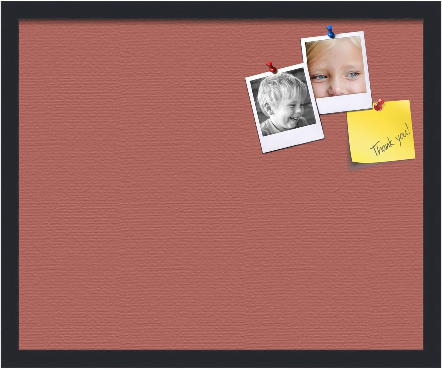 PinPix 22x18 Inch Cork Bulletin Board. This Decorative Framed Pin Board Comes with Crimson Pastel Design and a Satin Black Frame. Ideal for Home Office Decor or Message Board (PinPix-1807)