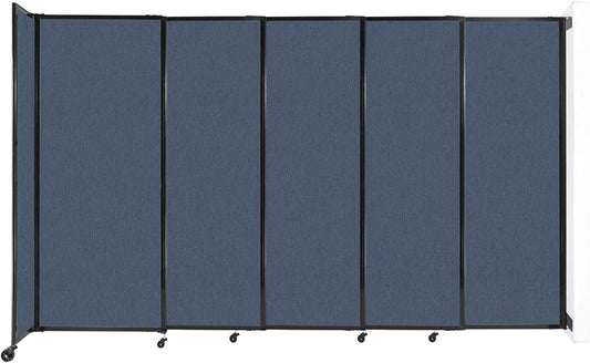Wall-Mounted Sliding StraightWall Room Divider | Adjustable Widths | Locking Wheels | Room Separator | Up to 11'3" Wide x 6'10" Tall Ocean Fabric Panels