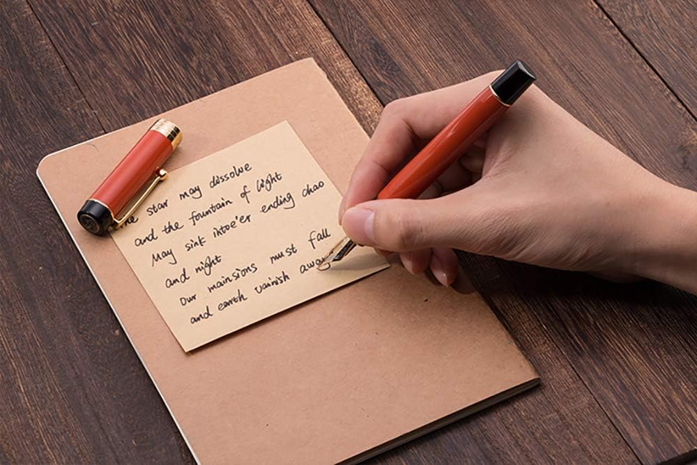 Jinhao 100 Fountain Pen Celluloid Classic Style, #6 Nib Smooth Writing Instrument with Refillable Converter and Pen Case Set