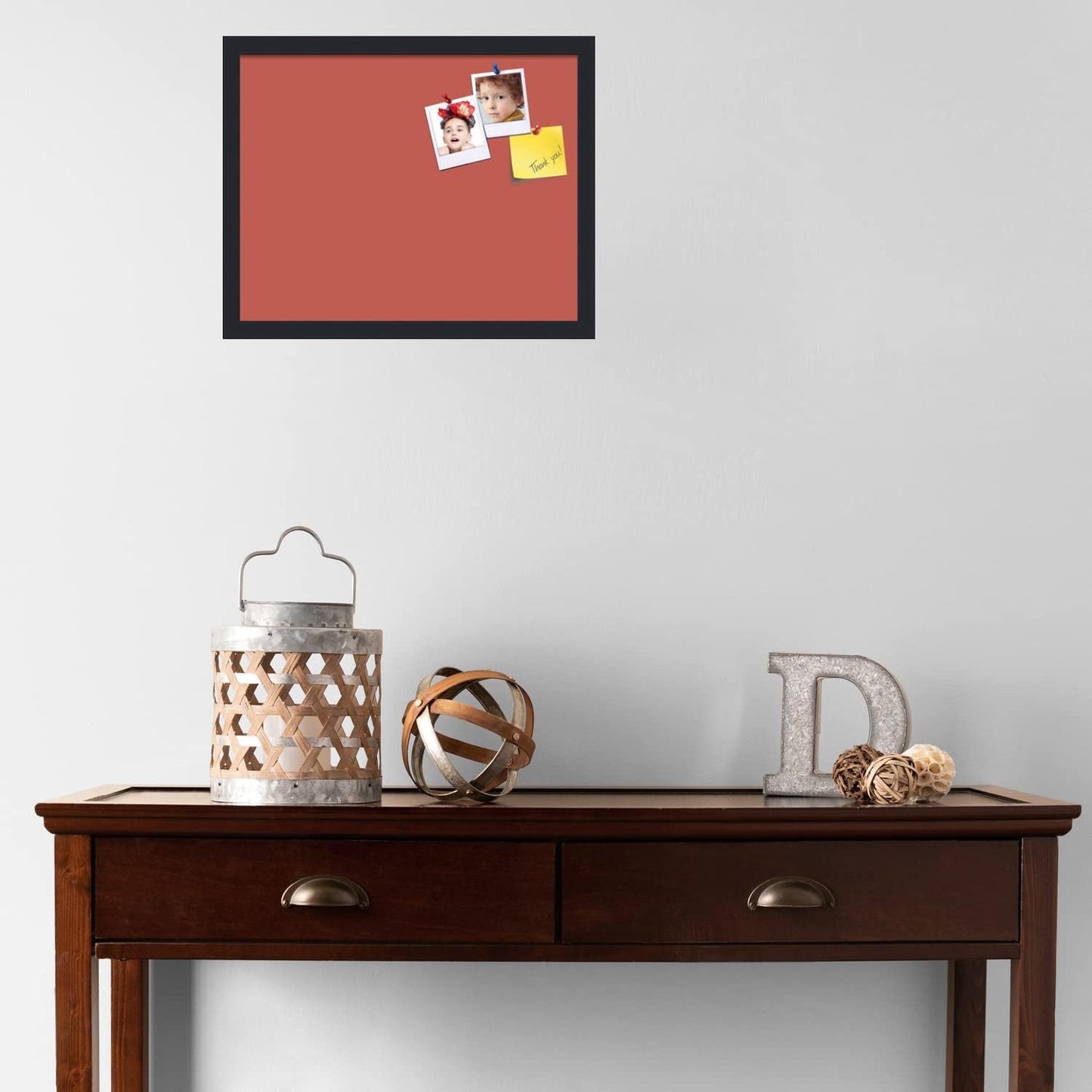 PinPix 19x15 Inch Cork Bulletin Board. This Decorative Framed Pin Board Comes with Crimson Pastel Design and a Satin Black Frame. Ideal for Home Office Decor or Message Board (PinPix-1807)