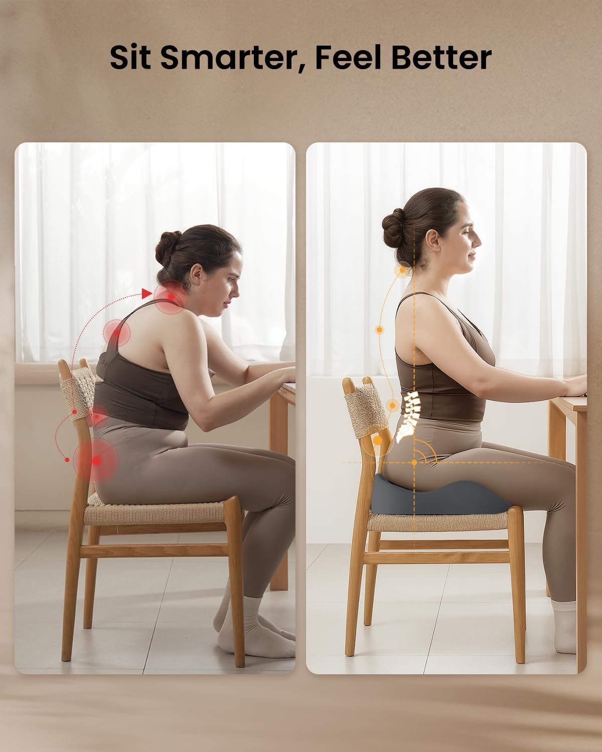 ProtoArc Extra Large Seat Cushions for Office Chairs, Ergonomic Memory Foam Seat Cushion for Home, Extra Cover, Car Seat Cushions for Driving, Pressure Relief Pad for Sciatica - Dark Gray