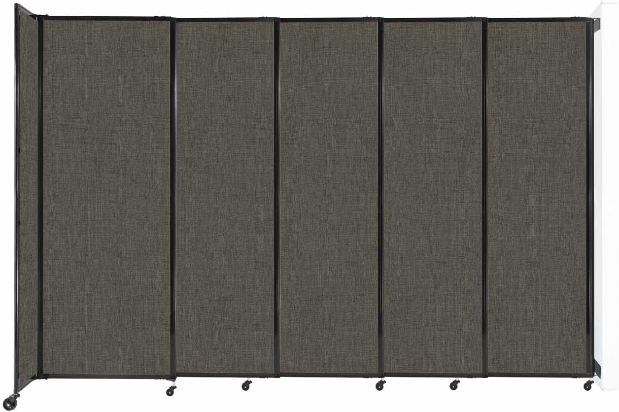 Wall-Mounted Sliding StraightWall Room Divider | Adjustable Widths | Locking Wheels | Room Separator | Up to 11'3" Wide x 7'6" Tall Mocha Fabric Panels