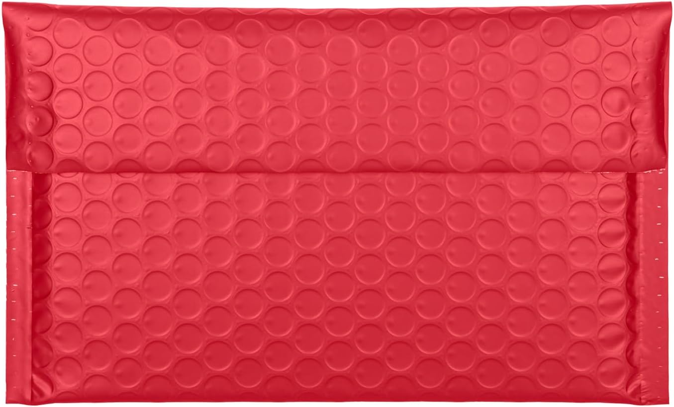 Red Side-Loading Bubble Mailers 8 x 5 Inches,Self-Seal Padded Mailing Envelopes, Pack of 27