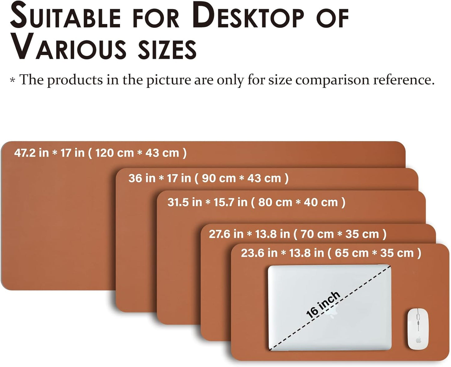 Leather Desk Mat - Non-Slip PU Desk Pad for Office and Home - Desk Organization and Accessories - Ideal for Large Mouse Pad and Desk Mats on Top of Desks (Brown,27.6"x 13.8")