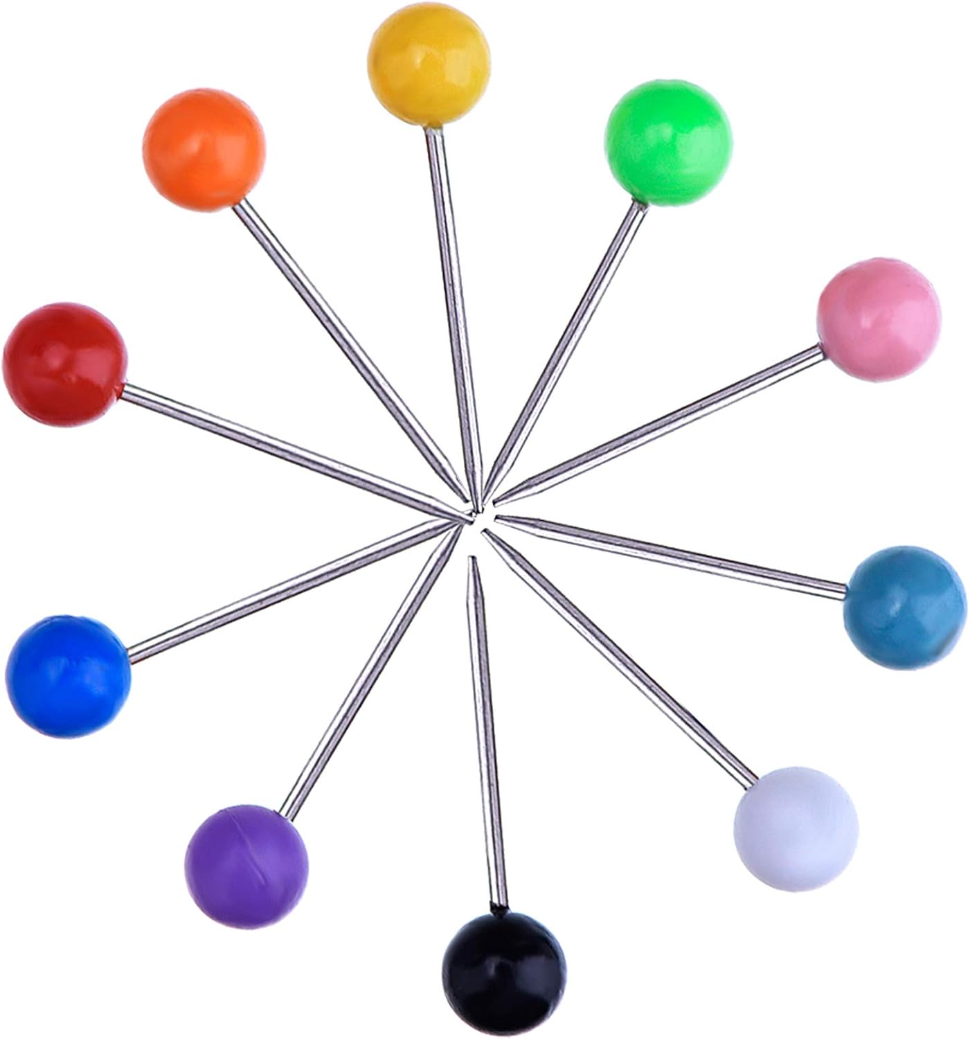 Outus 500 Pieces Map Push Pins Map Tacks Plastic Round Head Tacks with Steel Points (10 Colors, 1/5 Inch)