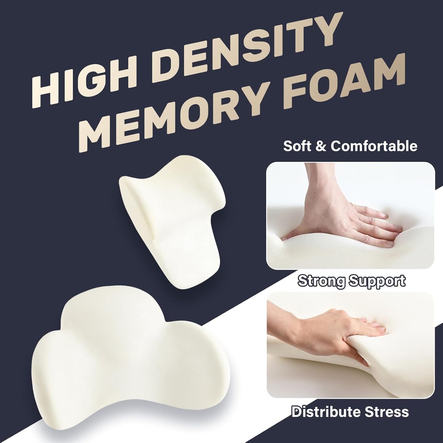 Coverado Lumbar Support and Car Neck Pillow, Ergonomic Memory Foam Desk Chair Cushion and Headrest Pillow for Car Office Chair, Sciatica & Neck & Tailbone Pain Relief Cushion-Beige