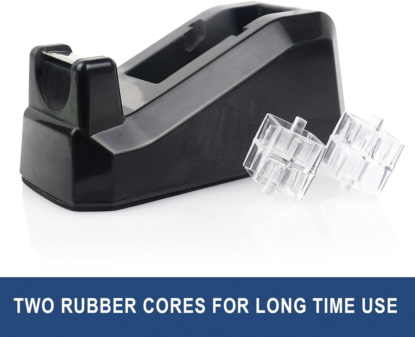 BOMEI PACK Tape Dispensers Desk, 1 Pack Black with 12Rolls Transparent Tape, 1 Inch Core, for Gift Wrapping, School, Office and Home