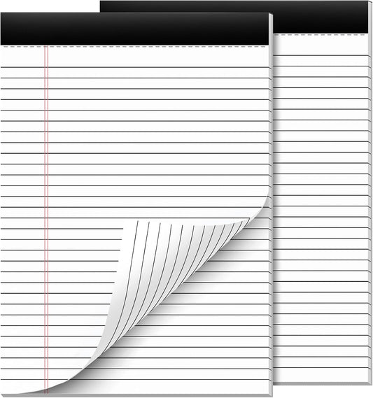 2 Pcs Legal Pads 8.5 x 11 Note Pads 8.5 x 11 Inch Notepad 60 Sheets Writing Pads Wide Ruled Lined Paper Pads White Paper Note Pads 8.5 x 11 with 30 Sheets Per Legal Pad for School, Office, Home