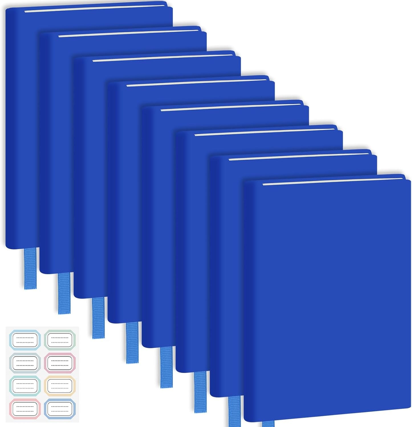 Jumbo Book Covers 8 Pack Reusable Fabric Book Cover Protective Books Covers 9 x 11 Inch Blue Stretchable Books Sleeve Cover with Label Sticker for Most Hardcover Textbooks Up to 10 x 12.5 Inch