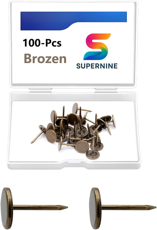 Brozen Thumb Tacks, Multipurpose Upholstery Nails, Decorative Nail Heads, and Wall Tacks for Secure Fixing & DIY Projects, 100Pcs