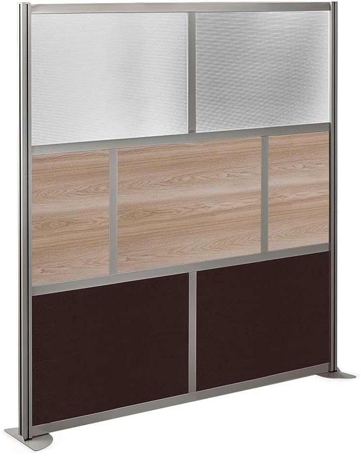 NBF Office Partitions - Cubicle Privacy Panel Wall Divider - Modern Room Separator with Quick Assembly - Indoor Laminate Free Standing Portable Room Divider Panel - 76" H x 72" W (Espresso, Warm Ash)