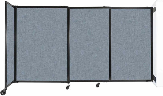 Wall-Mounted Sliding StraightWall Room Divider | Adjustable Widths | Locking Wheels | Room Separator | Up to 7'2" Wide x 4' Tall Powder Blue Fabric Panels