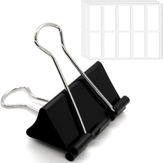 30 Pack Binder Clips with Labels, 2.4 Inch Extra Large Binder Clips Big Paper Clamps for Office and Home Supplies
