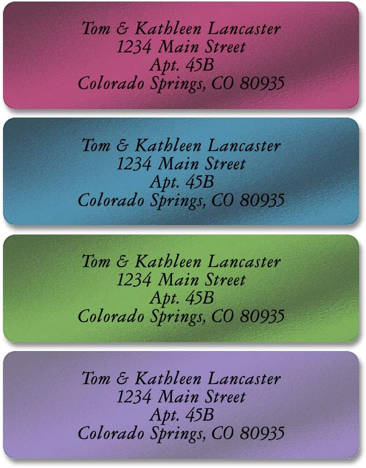Colorful Images Metallic Rainbow Foil Rolled Return Address Mailing Labels with Dispenser, Customize with Name & Shipping Address, 500 Self Adhesive, Easy Peel Sticker Label Roll, 3/4" x 2 1/2"