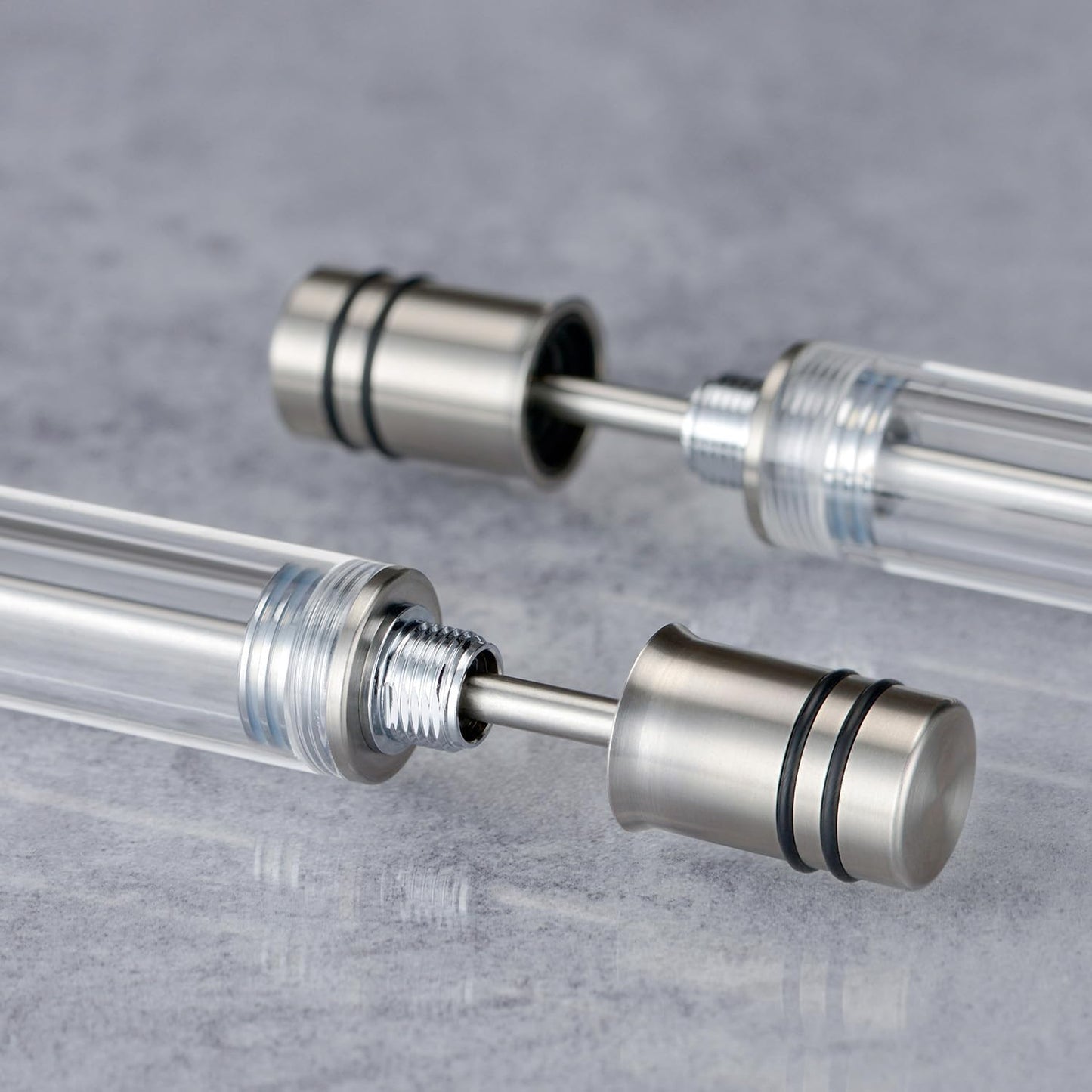 Asvine V200 Titanium Fountain Pen Vacuum Filling, Germany Bock Extra Fine Nib Clear Transparent Acrylic Smooth Writing Pen Case Set