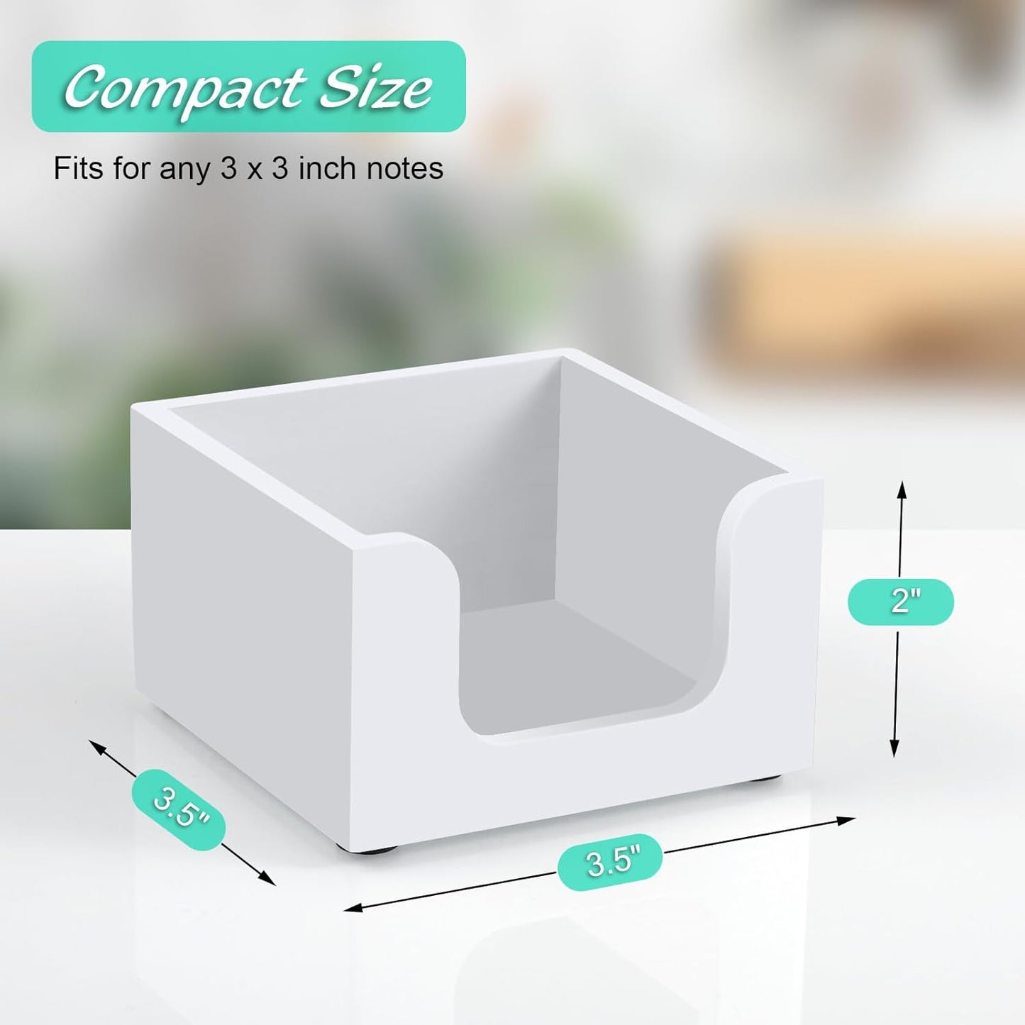 Wood Sticky Note Holder, Post It Note Dispenser for Office Desk Accessories, Self Stick Note Pad Holder, Memo Pad Holder Dispenser Organizer for School Office Desk Supplies, White