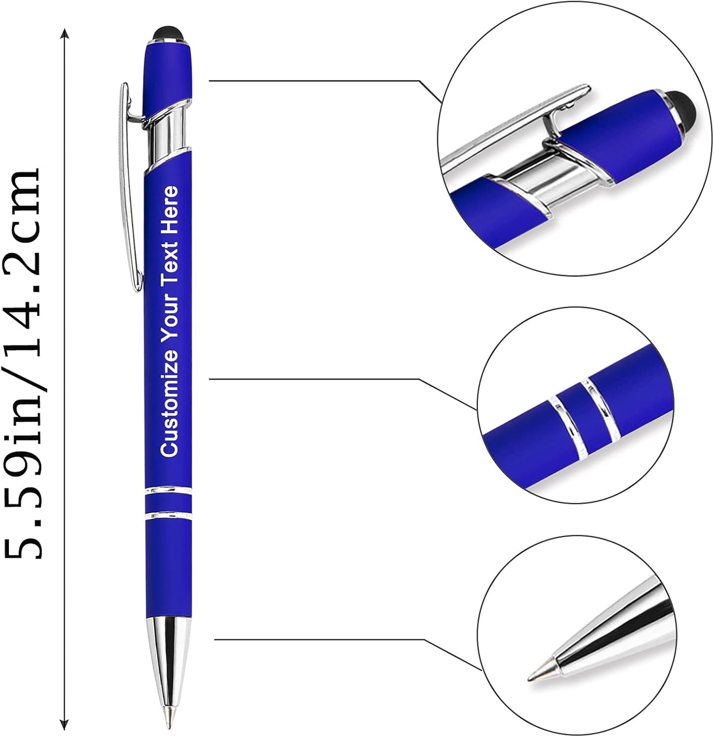 Max 500 Pcs Personalized Pens Bulk, Custom Pens with Free Engraving, Customized Stylus Tip Ballpoint Pen with Your Name Massage Text for School Office Business Graduation Anniversaries-10 Packs