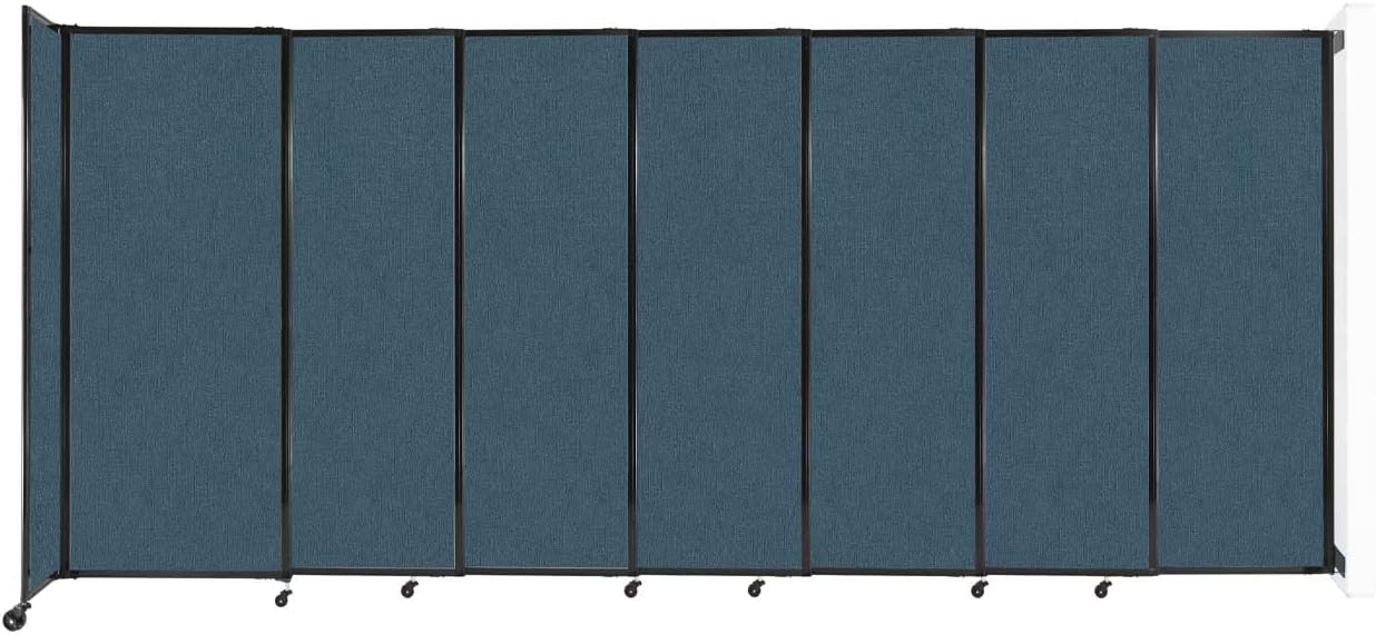 Wall-Mounted Sliding StraightWall Room Divider | Adjustable Widths | Locking Wheels | Room Separator | Up to 15'6" Wide x 6'10" Tall Caribbean Fabric Panels