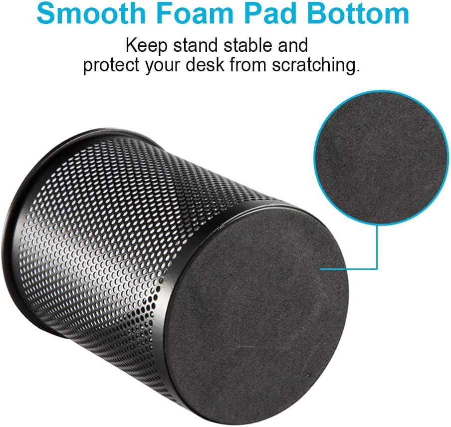 Comix Pen Holder Desk Organizer, Wire Mesh Pencil Cup with Foam Pad and Non-Slip Bottom Office Supplies Desk Accessories for Home Office School, 1 Pack