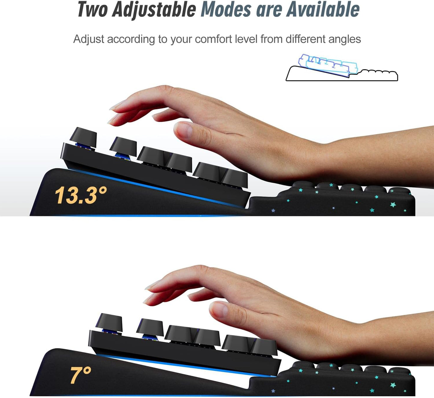 Computer Keyboard Stand with Wrist Rest,Comfy Ergonomic Tilted Keyboard Holder,Keyboard Tray Support for Office Home (Blue Starry Sky)