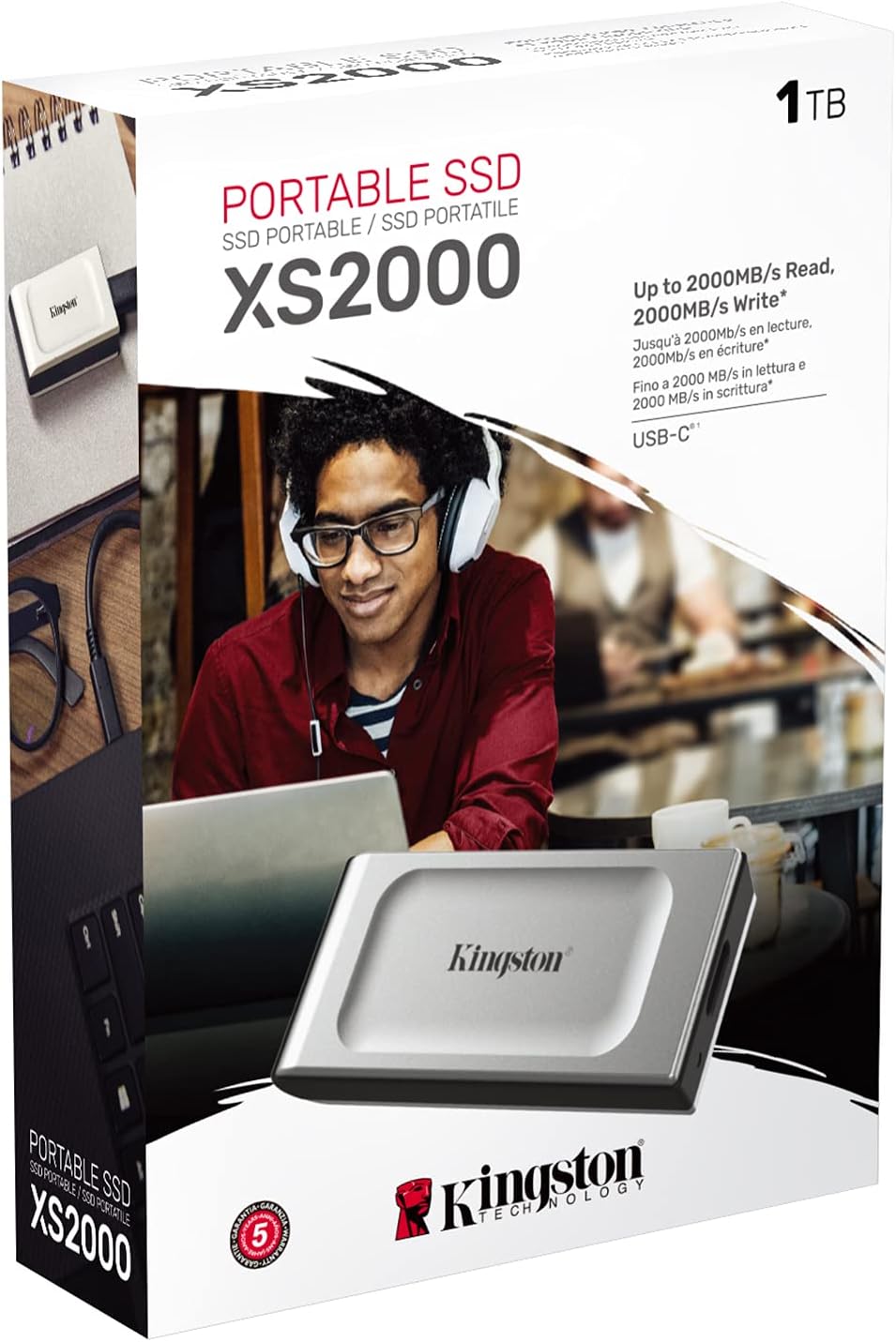 Kingston XS2000 1TB High Performance Portable SSD with USB-C | Pocket-sized | USB 3.2 Gen 2x2 | External Solid State Drive | Up to 2000MB/s | SXS2000/1000G